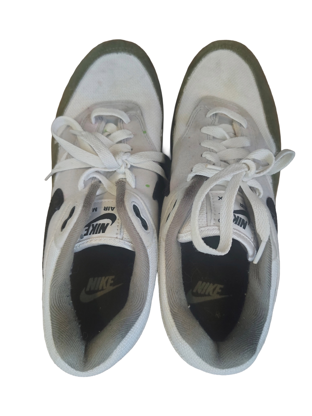Nike White and Olive Green Low-Top Sneakers Size 8.5